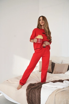 Komplet piżama damska BG Sleepy | czerwony