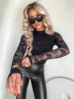 Bluzka SKIN IV transparent koronka - czarna