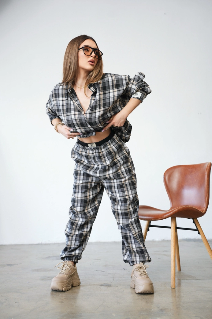 Koszula damska BG Pattern | czarny-beż