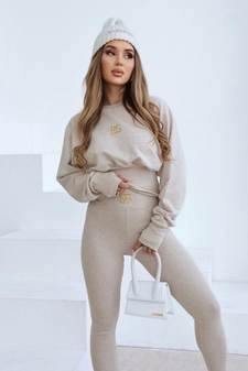 Legginsy damskie BG Goddess | beż melanż