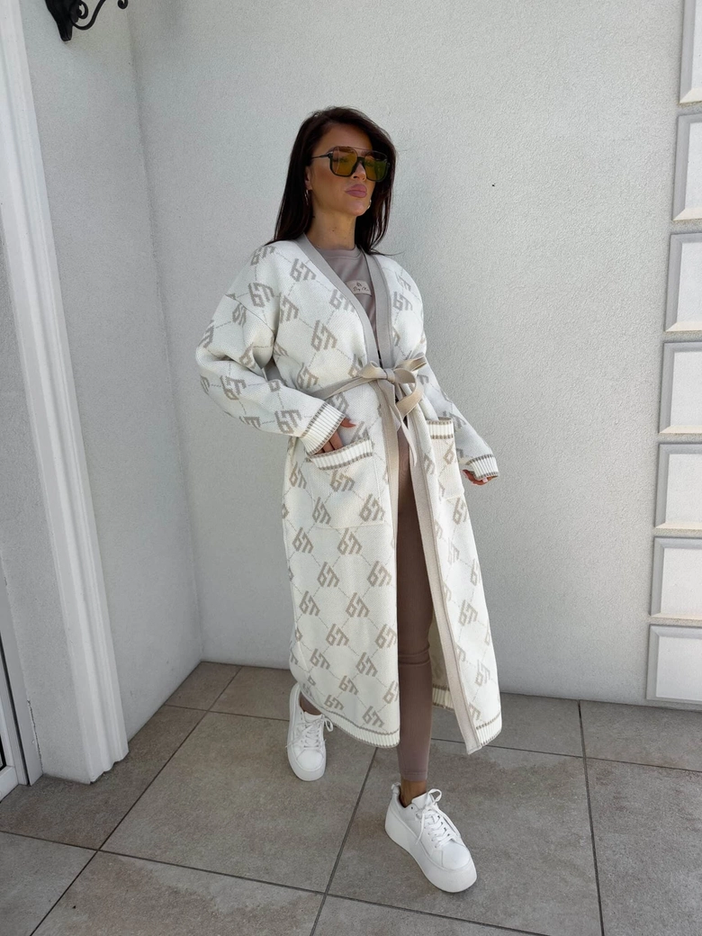 Kardigan płaszcz ANDREA – ecru