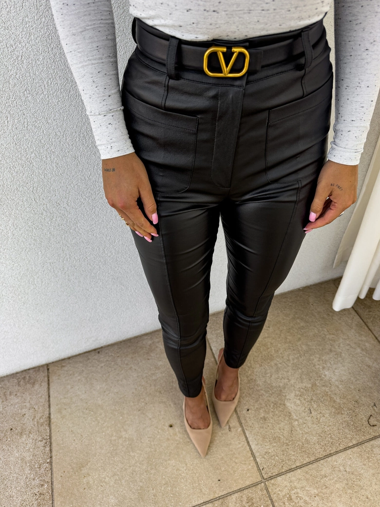 Spodnie woskowane POCKET - czarne T17225