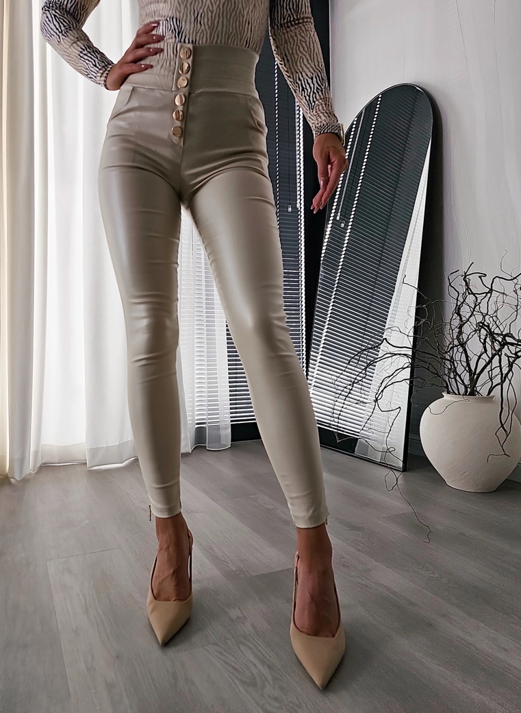 Spodnie woskowane LOPEZ - ivory T17740