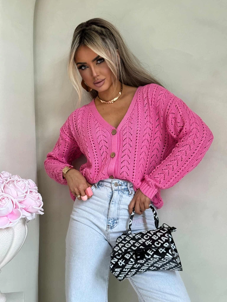 Sweter WOOD – ciemny róż