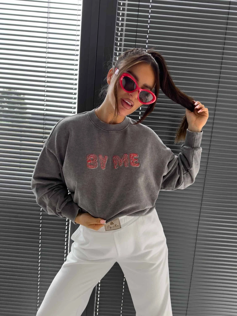 Dekatyzowana bluza POWER - szara