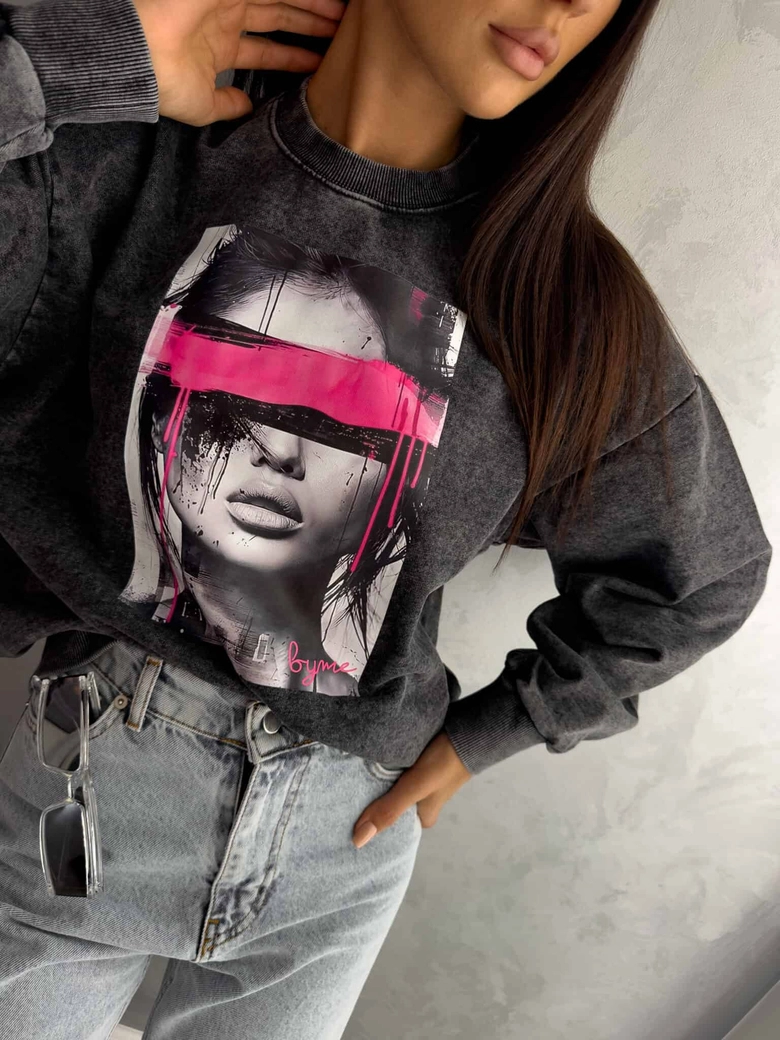 Dekatyzowana bluza LOCK - czarna