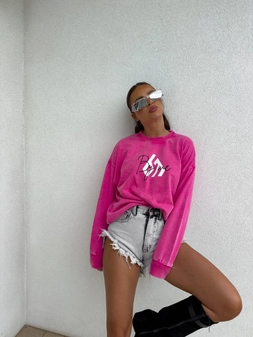 Dekatyzowana bluza MONETTE - różowa