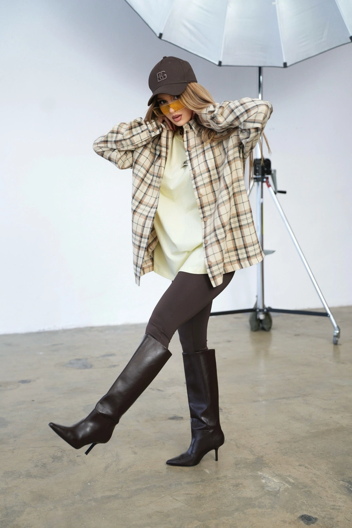 Koszula damska BG Pattern | piaskowy beż