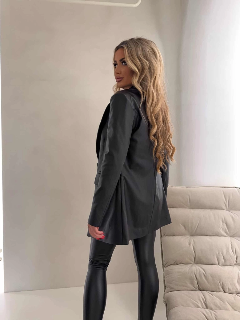 Marynarka LONG woskowana – czarna