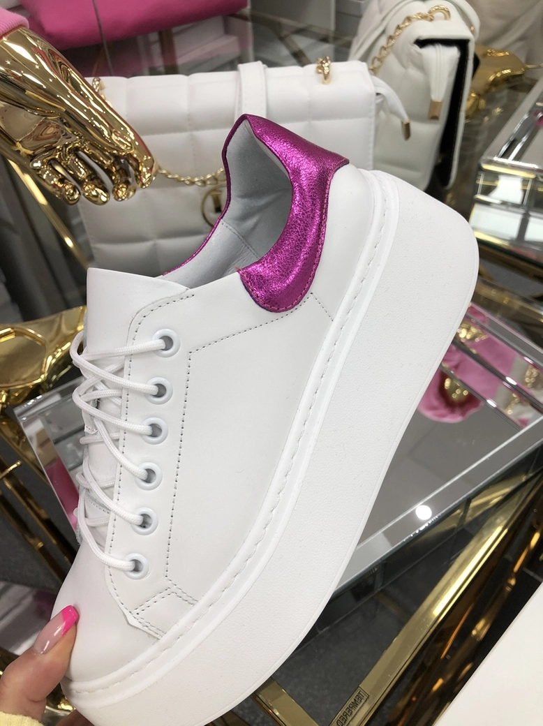 Sneakersy skórzane białe Purple I551