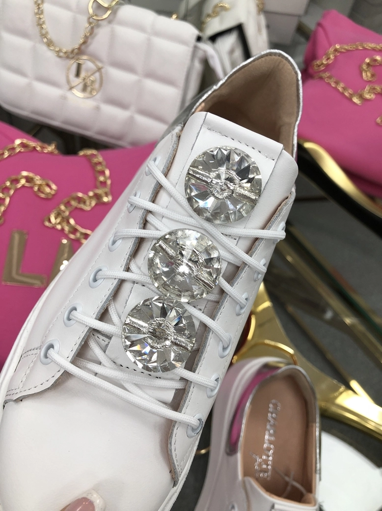 Sneakersy na wysokiej podeszwie białe Diamonds I549