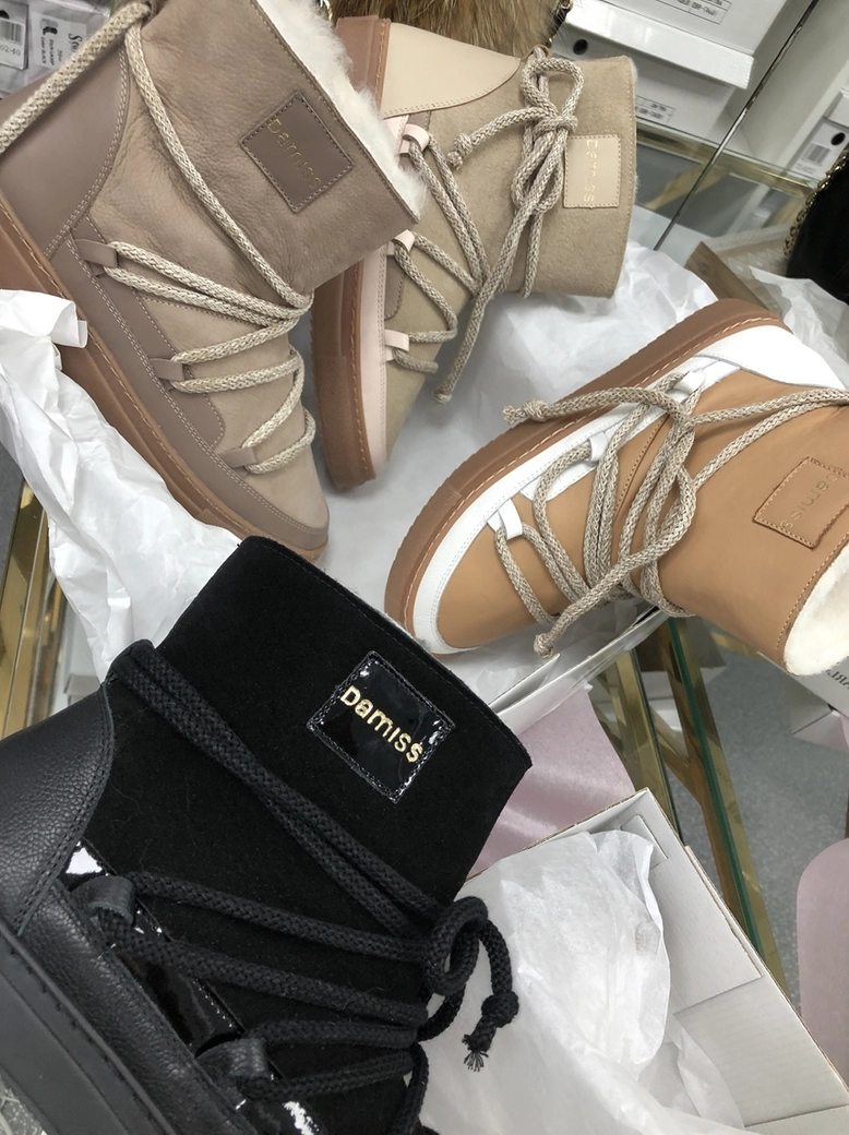 Buty emu śniegowce skórzane zamszowe z ozdobnym wiązaniem camel I514