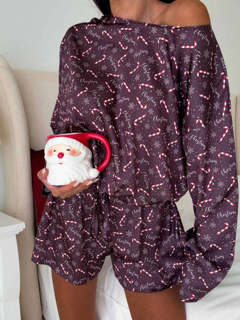 Piżamka CHRISTMAS czekoladowa