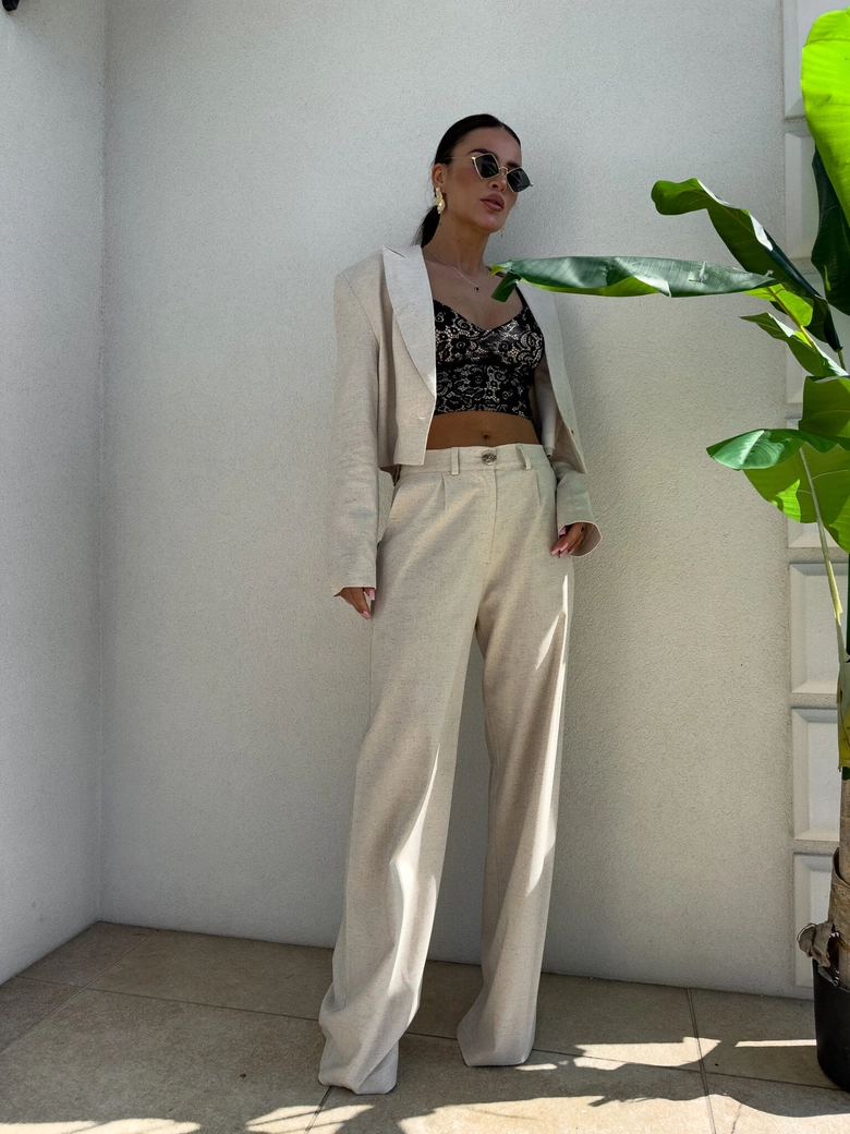 Marynarka SLIM natural - szaro-beż