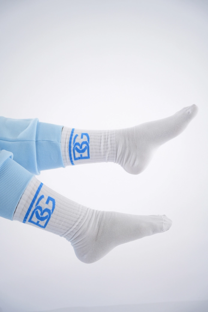 SKARPETY BG LONG SOCKS | BIAŁY - BŁĘKIT SK13410