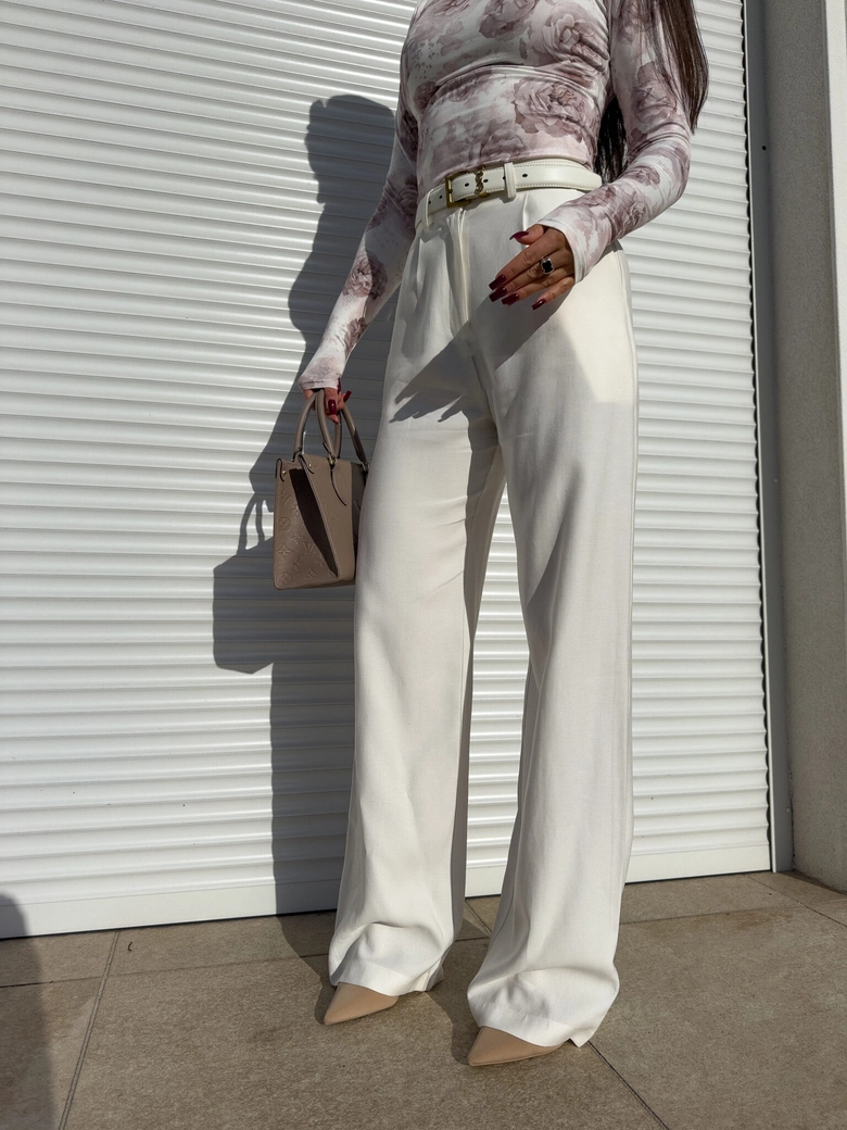 Spodnie SIMPLE wiskoza - ecru