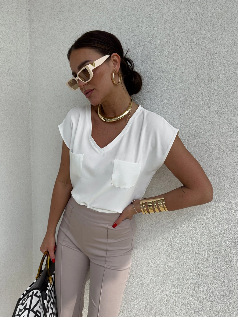 Bluzka KIESZONKI – ecru