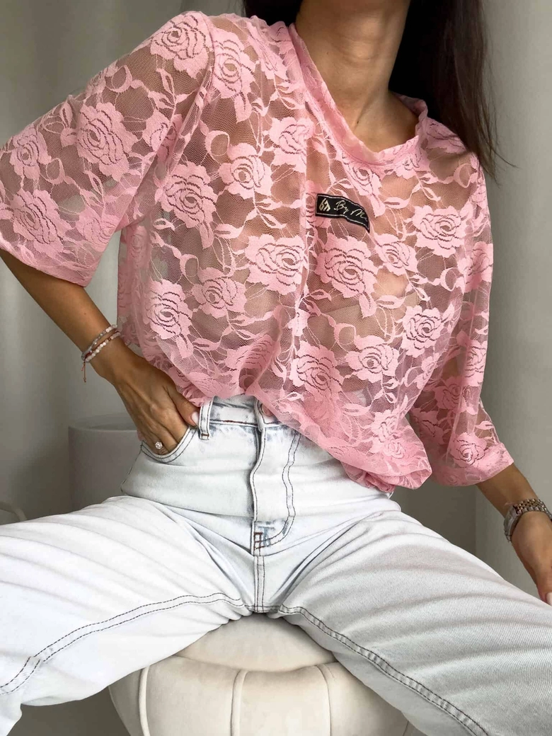 Bluzka MARMARIS II koronka new - pudrowy róż
