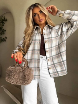 Koszula KRATA - szaro-beżowa