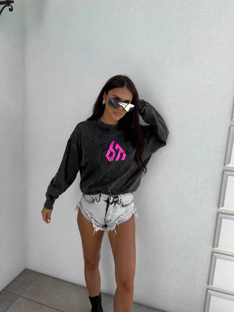 Dekatyzowana bluza MONETTE - czarna