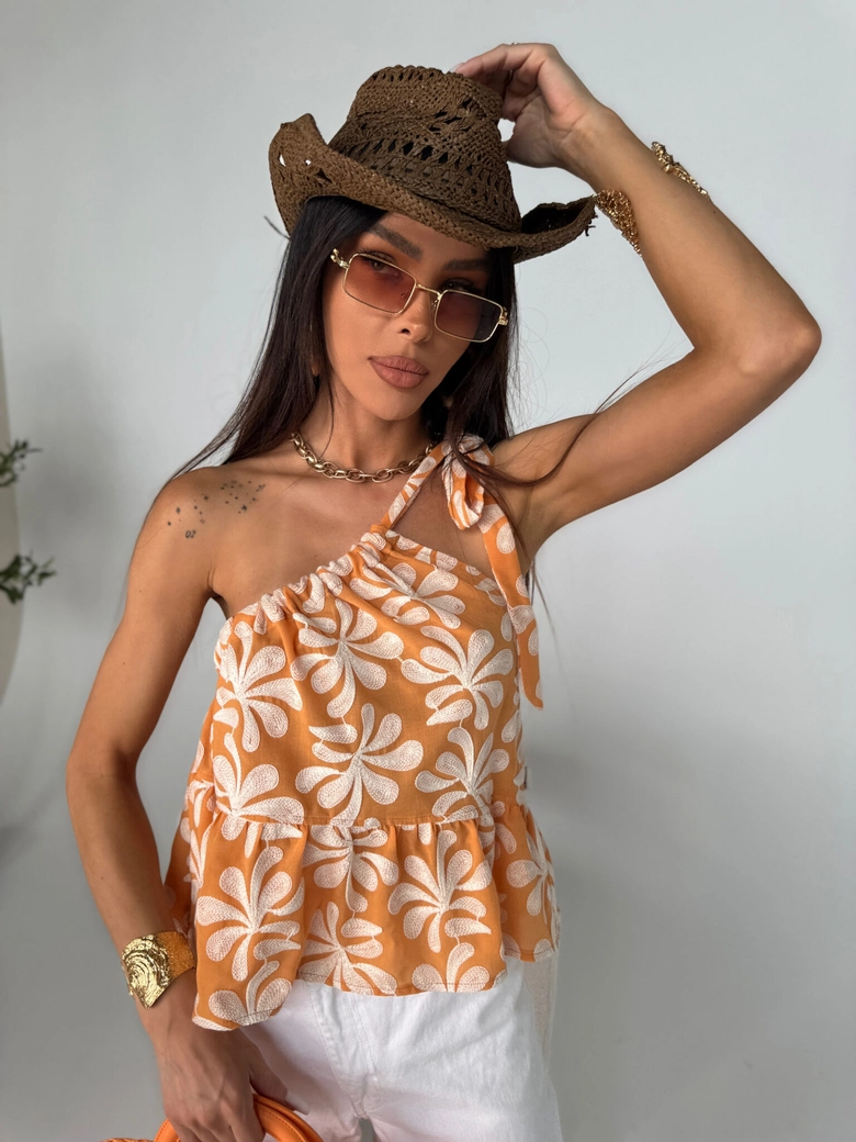 Top FLORAL orange