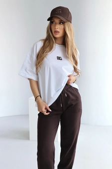 T-Shirt damski BG Ocean | biały-gorzka czekolada