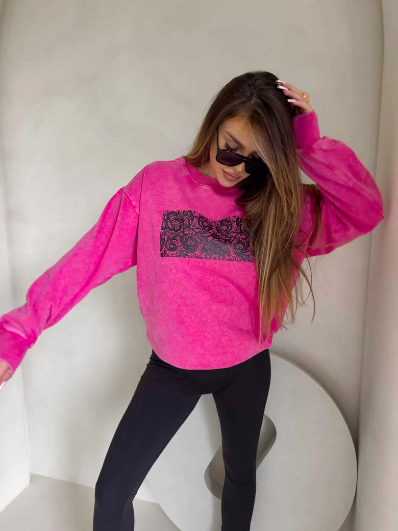 Dekatyzowana bluza KORONKA - różowa
