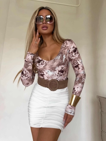 Bluzka VENEZIA print rose - beżowa