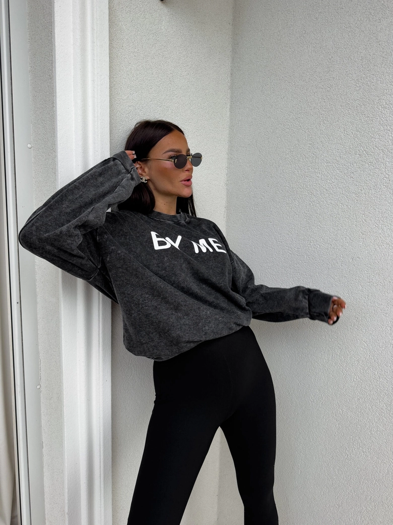 Dekatyzowana bluza DOSE - czarna