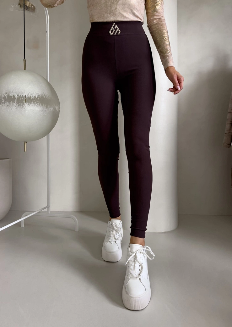 Legginsy FIT logo - czekoladowe