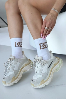 Skarpety BG Login | biały - beż