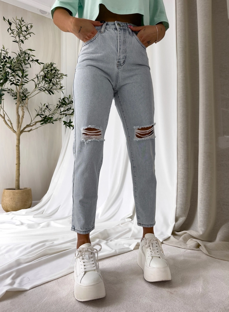Jeansy MOM FIT HOLES – jeansowe