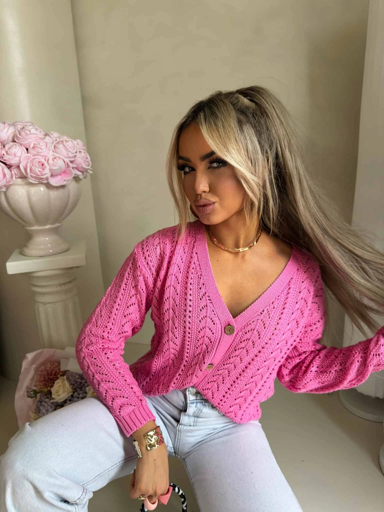 Sweter WOOD – ciemny róż