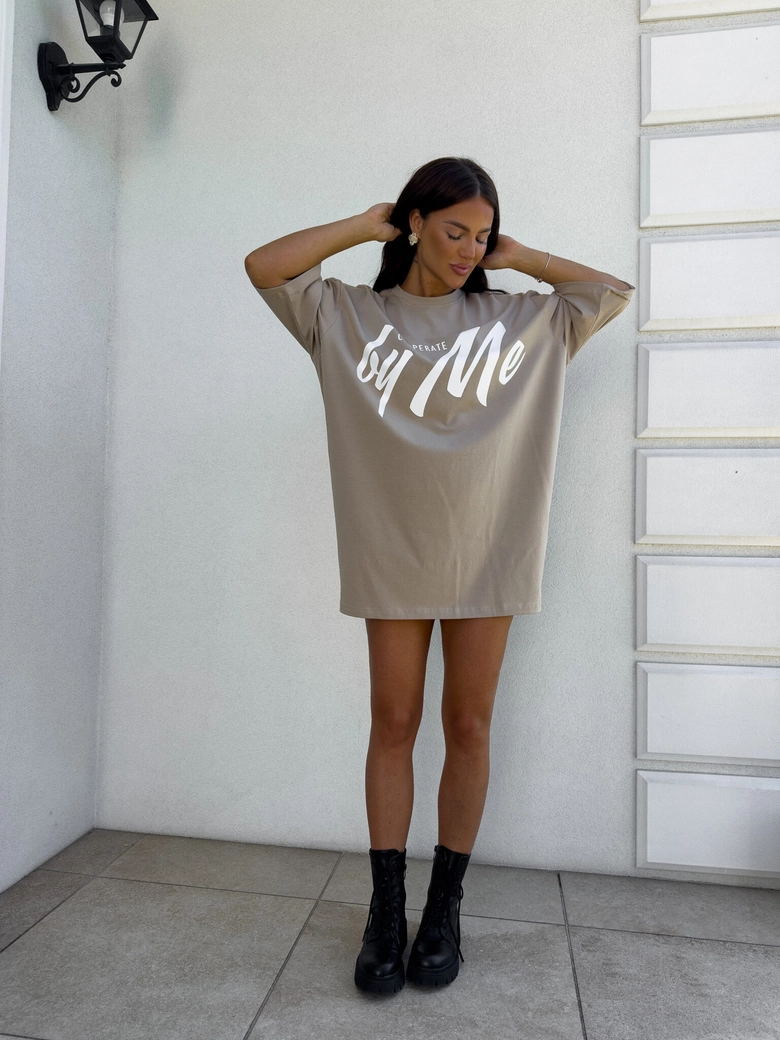 Tuniko sukienka t-shirt COLA - beż