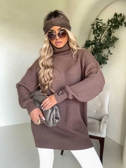 Sweter golf LAVER - mleczna czekolada