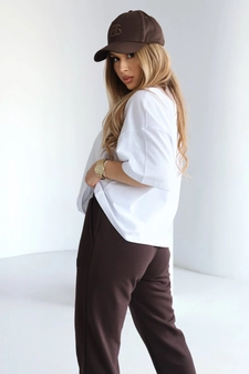 T-Shirt damski BG Ocean | biały-gorzka czekolada