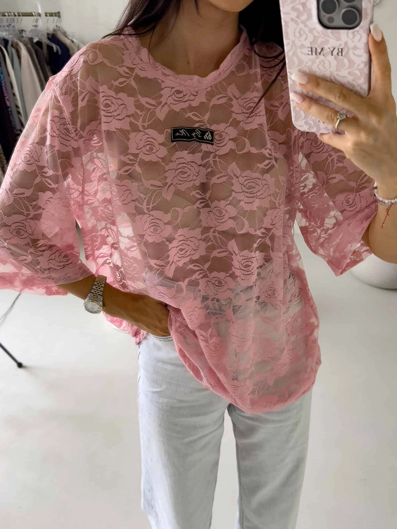 Bluzka MARMARIS II koronka new - pudrowy róż