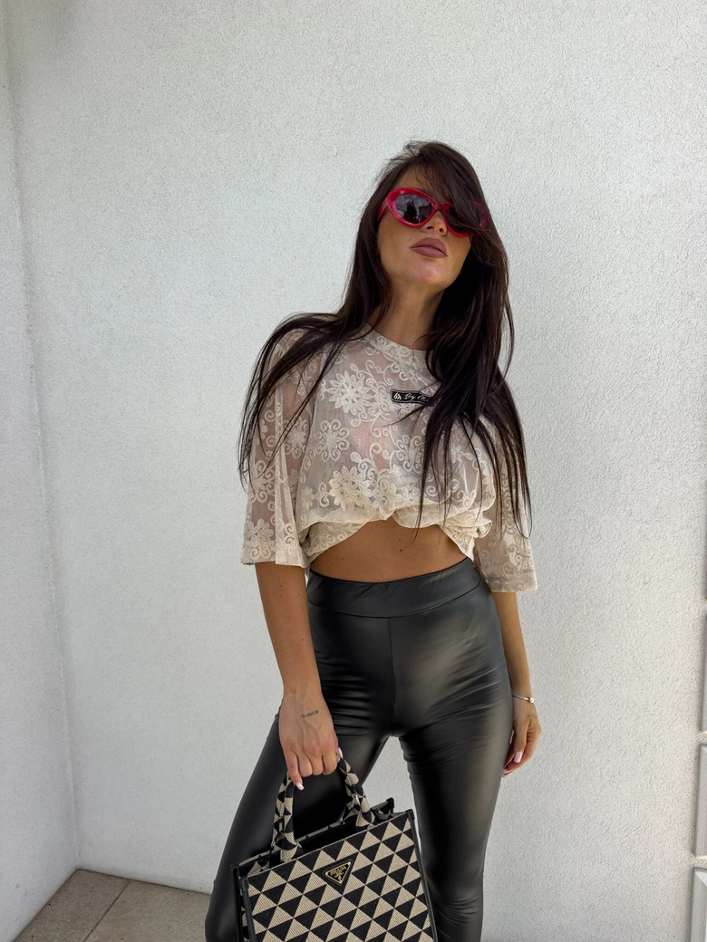 Bluzka T-shirt MARMARIS II koronka sun - jasny beż