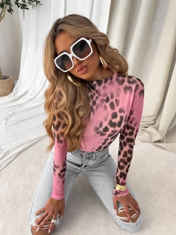 Bluzka SKIN transparent gepard – jasny róż