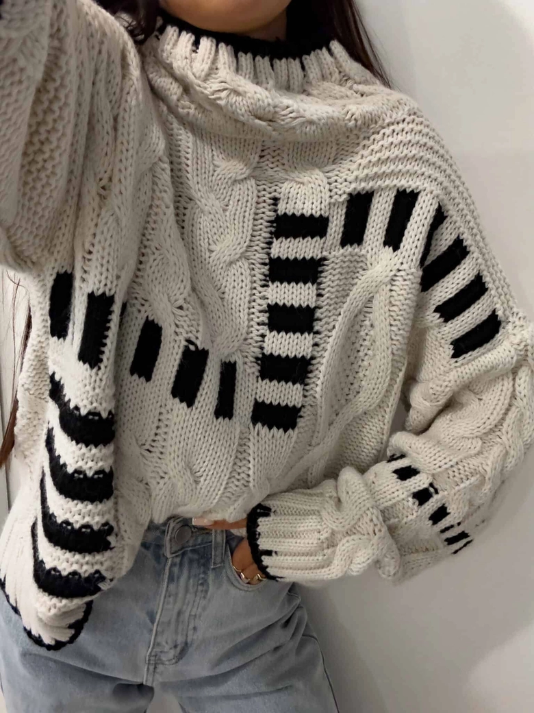 Sweter golf TRAIN – ecru