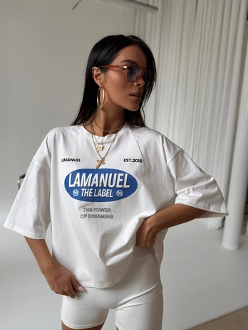 Tshirt SUPREME ecru/blue