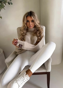 Sweter golf LAVER - beżowy