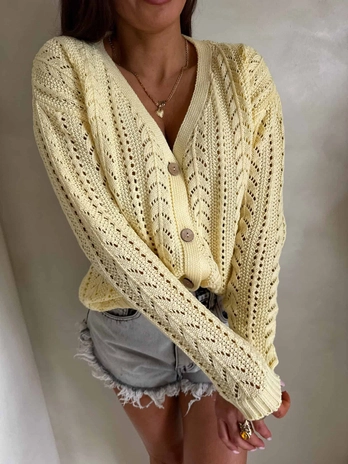 Sweter WOOD – żółty pastel