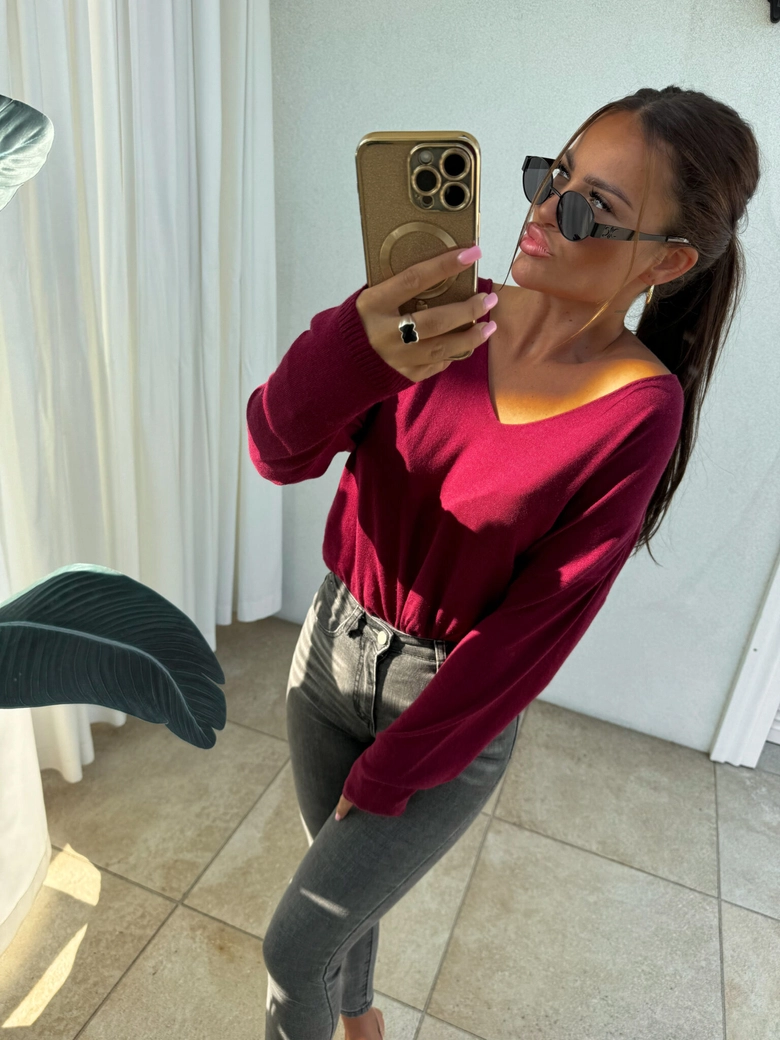 Sweter VOLCANO - bordo E16882