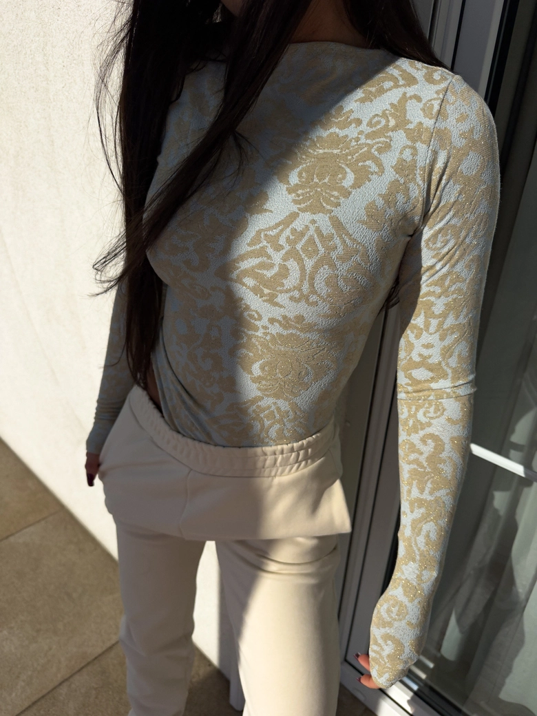 Bluzka SABRINA – błękitno-złota