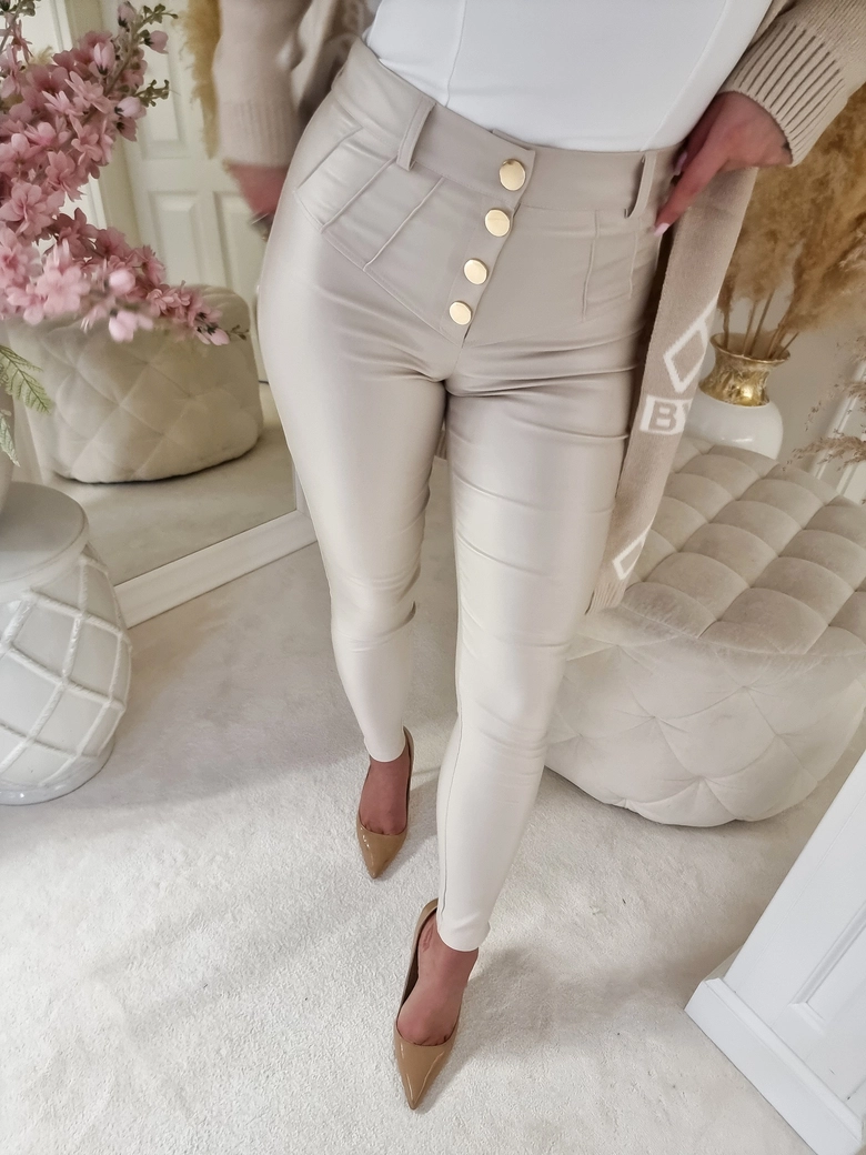 Spodnie woskowane KARL - ivory T17739