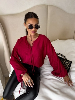 Bluzka BOHO wiskoza - czerwona