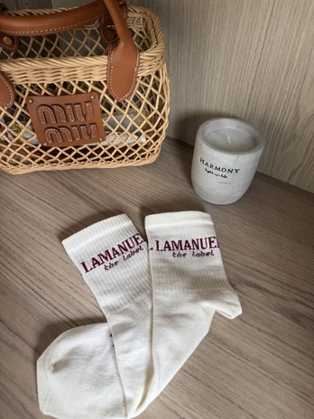 Skarpety LABEL ecru/bordo