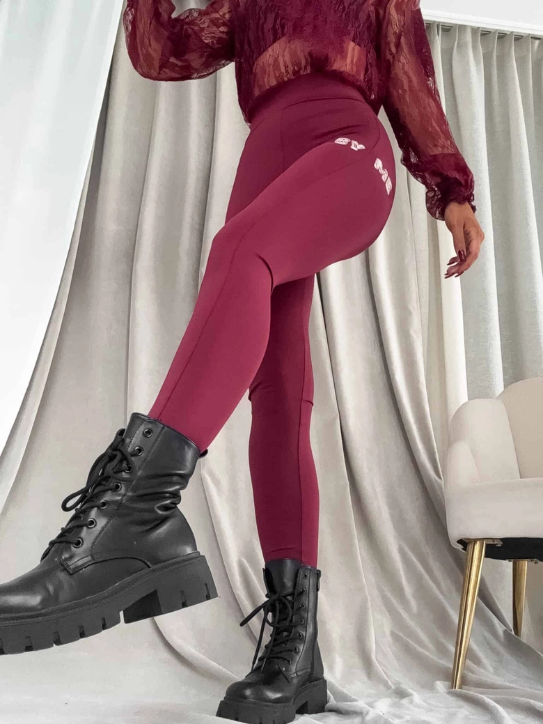 Legginsy WOW - bordowe