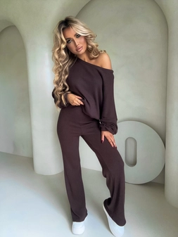 Komplet ANGEL prążek – czekoladowy